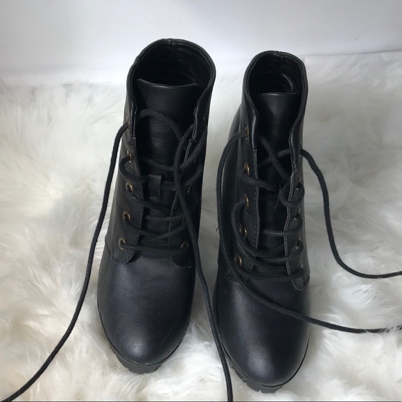 black ankle combat boots